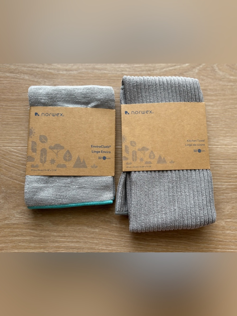 2 LOT NORWEX ENVIROCLOTH 35 x 35 CM & KITCHEN TOWEL 65 x 35 CM LOT GRAY NEW NWT